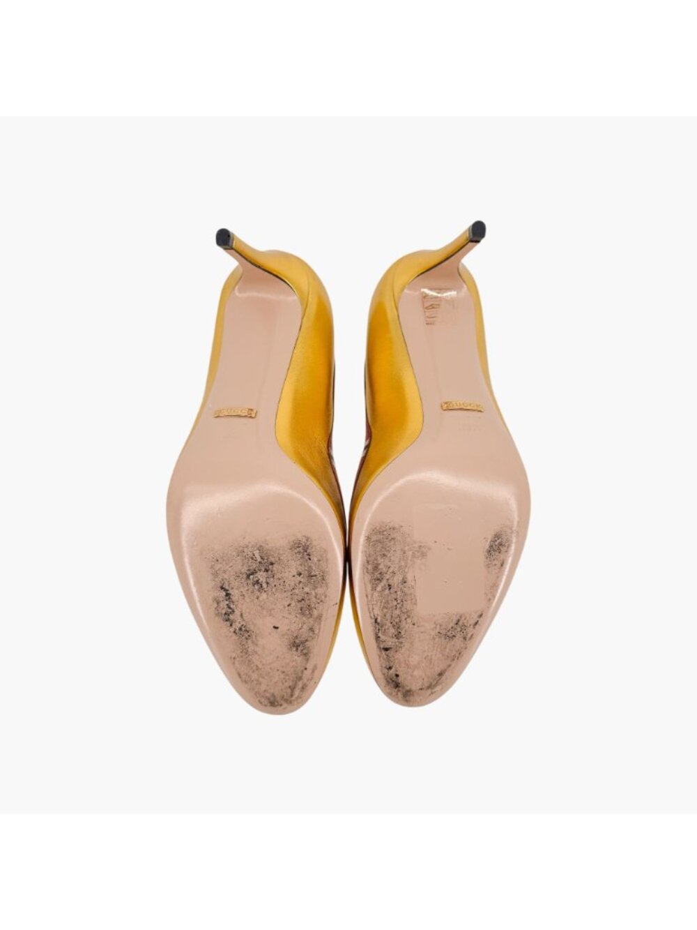 Gucci Yoko Snake Gold Metallic Leather Pumps High Heels Shoes Size 38.5 US 8.5 - Picture 14 of 16